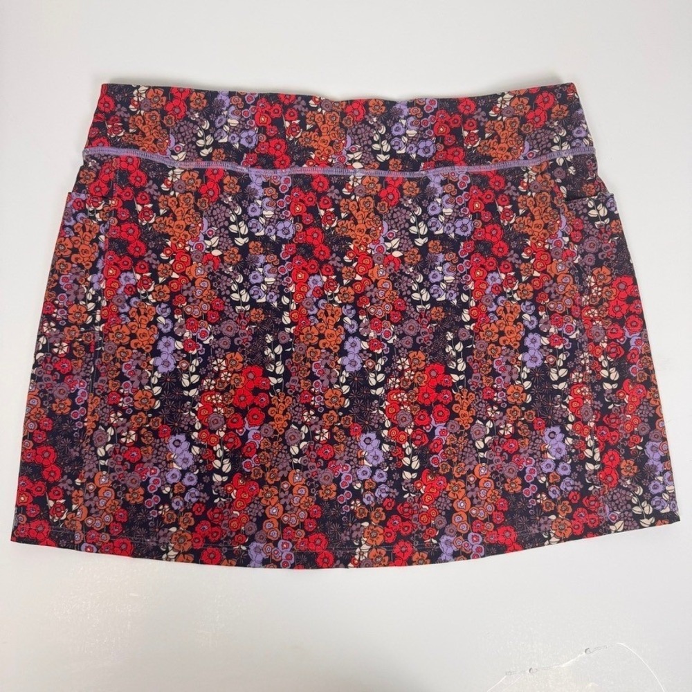 Smartwool Merino Sport Lined Ultra Violet Meadow Print Floral Skort w/ pockets